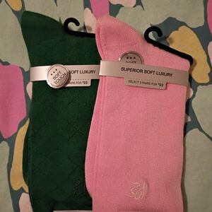 New Perry Ellis Pink and Green Dress Socks